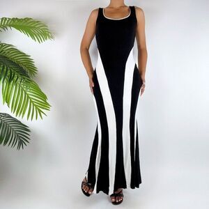 Women's Vintage Y2K Black & White Boho Bodycon Mermaid Summer Dress / Size: S/M